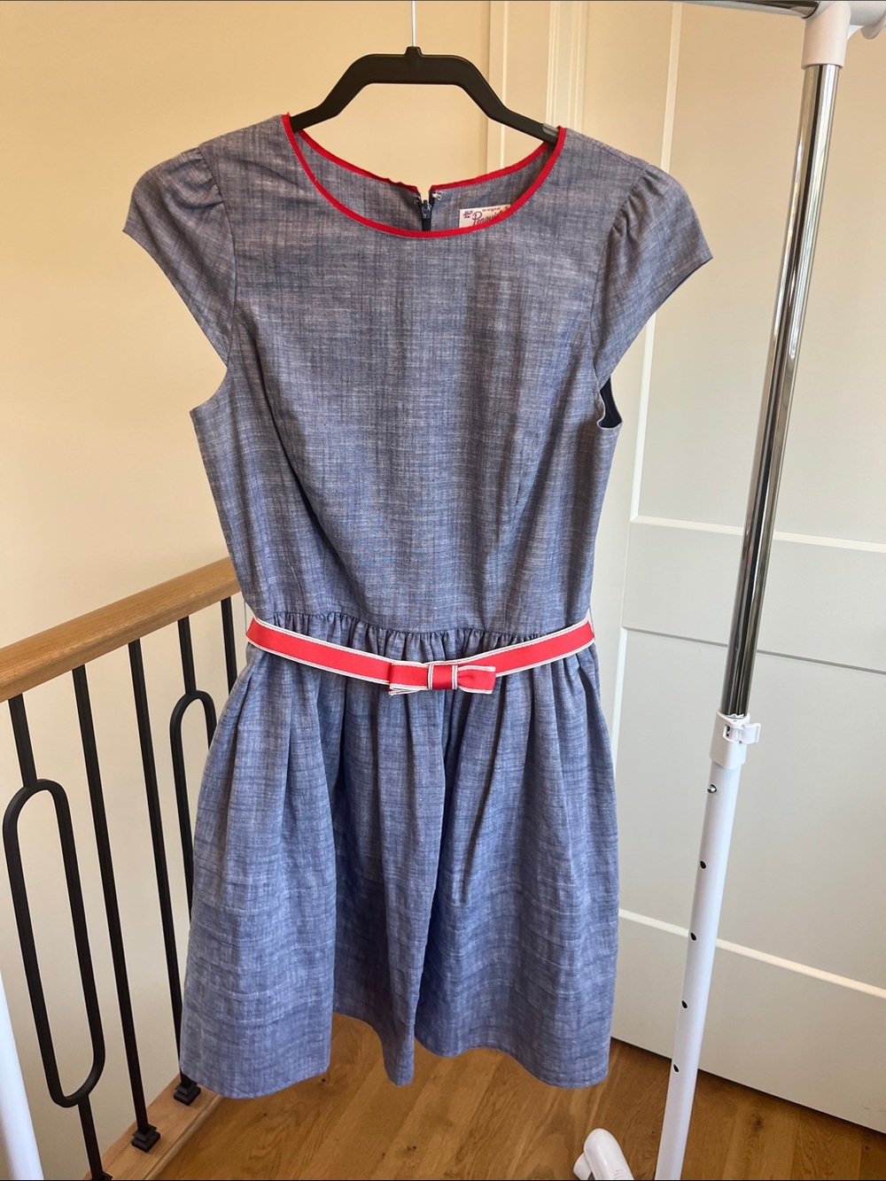 Original Penguin Blue Chambray Dress with Red Accents